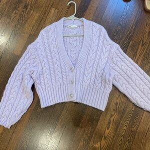Zara Women's Lavender Cable Knit Sweater